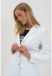 BUDMIL Blézer női rugalmas anyag béleletlen fehér csíkos XL (5996408896480)