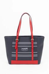 BUDMIL Női műbőr oldaltáska cipzáras nyomott mintás sötétkék (5996408917055)