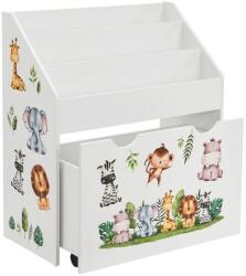 Juskys Raft copii cu 3 polițe și ladă pe roți, design animale color (51261)