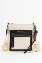 BUDMIL Női textil oldaltáska műbőr részletekkel bézs 10230107-001261 (5996408916980)