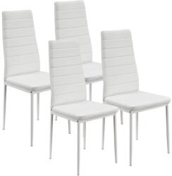 Juskys Scaune albe moderne din PVC cu structură oțel, set 4 bucăți (300386)