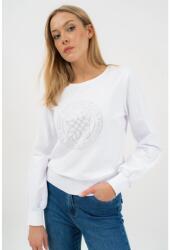 BUDMIL Strasszos női szabadidőfelső fehér csíkos L 20220937-001261 (5996408893205)