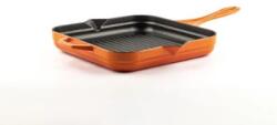 Hosse zománcozott öntöttvas grill serpenyő 28cmx28cm, narancssárga (HOS-KIEG-011) (HOS-KIEG-011)