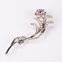  Ezüst Bross Brazil Ametiszttel és Fehér Topázzal, XMP368
