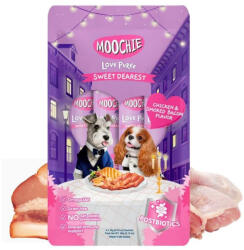  Moochie MOOCHIE Love Puree Csirke és Füstölt Szalonna 4x15g Kutyajutalomfalat Csirke és Füstölt Szalonna ízesítéssel