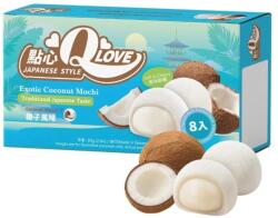 Qlove Mini Mochi cu umplutură premium și nucă de cocos exotică, fursecuri japoneze Qlove, 80g