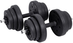SONGMICS 2-in-1 Állítható Súlyzó Készlet 2 x 10 kg Műanyag Bevonatú Súlytárcsákkal Fekete (EUZ-SYL20HBK)