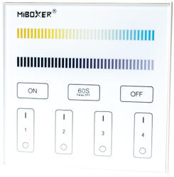 MiLight T2-W Group Control csoport (4 zónás) fali távirányító panel CCT LED szalaghoz (230V) (MiLight T2 AC180-240V CCT panel remote white)