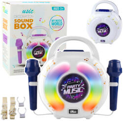 LEAN Toys Karaoke Szett, Két Mikrofonnal, Bluetooth Hangszóróval, Mp3 Felvétellel, Led-Es Kijelzővel