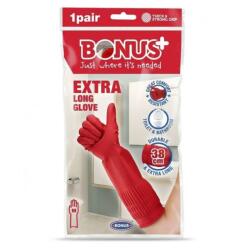 BONUS Gumikesztyű BONUS háztartási latex extra hosszú piros M (B050) - tonerpiac