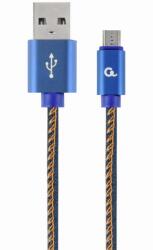 Gembird Premium Jeans Denim USB-A Apa - MicroUSB-B Apa Adat- és TöltőKábel - 1 m, Kék