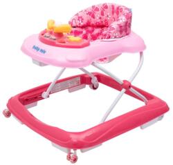 Baby Mix bébikomp zenélő játékpulttal, szilikon kerekekkel - Rózsaszín pillangó