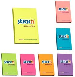 Hopax Notes adeziv 76x51 mm, 100 file, Stick'n - culori neon (HO-21208)
