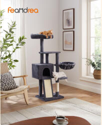  FEANDREA Többszintes Macska Bútor 135 cm Plüss Kaparófa Mosható Pihenővel és Barlangággal Sötétszürke (EUZ-PCT132G01) - platinashop