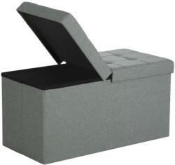 SONGMICS Tárolós Ülőpad Félnyitható Tetővel Szürke Len (EUZ-LSF41G) - platinashop