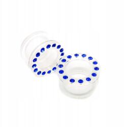  Akril Csavarmenetes Alagút Plug Kék Cirkónia Kővel 6mm (TP128-BLUE6mm)