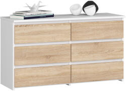  Cl100 6sz Pk Fehér / Sonoma Tölgy Komód