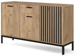  LAMINO KM-1 komód craft tölgy/fekete, lábak: fekete