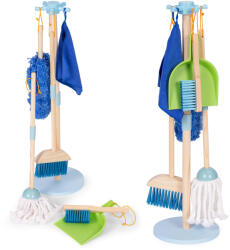 EcoToys Fa gyermek takarítókészlet mop seprűvel és lapáttal, 7 elemes ECOTOYS