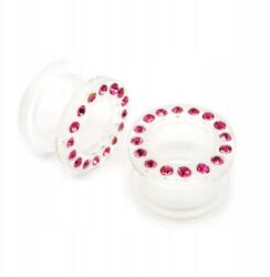  Alagút Plug Akril Csavarozott Strassz Rózsaszín 4mm (TP128-PINK4mm)