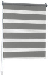 Woltu 80x150 cm sávos roló, dupla roló, zebra roló, fúrás nélkül, sötétszürke, sötétszürke szerelékkel