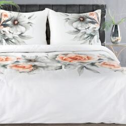 Takoy Pamut ágyneműhuzat 220x200 cm fehér, világos narancssárga virágmintával DIVA