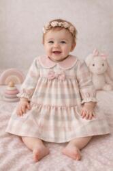 SuperBaby Rochie MyMio in carouri cu guler decorativ si fundita, model elegant si confortabil pentru fetite