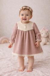 SuperBaby Rochie MyMio cu insertie din dantela si croiala lejera, model elegant si confortabil pentru fetite