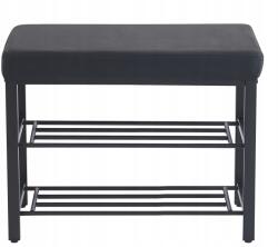 AGTRADE Előszobai Pad Kárpitozott Cipőspolc Loft Ökobőr Fekete 60 cm (AGTRADE BENCH 8)