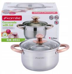 kamille Hagyományos Fazék üvegfedővel Acél Indukciós Gáz 2 L Kamille (KM4931)
