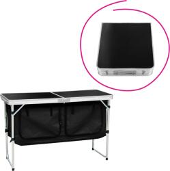 Mobikon Masa camping pliabila cu spatiu depozitare aluminiu mdf textil negru Kepi 120x47x54 cm (0000404283)