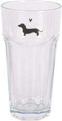 Clayre & Eef Set 6 pahare sticla transparenta neagra Catelus Ø 8x15 cm / 320 ml (PWSGL0009) Pahar