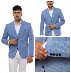  Pepitka Blézer Sportosan Elegáns Anyag Kék 52 L