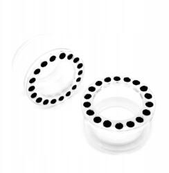  Csavarmenetes akril fültágító alagút cirkónia kővel, fekete, 14mm (TP128-BLACK14mm)