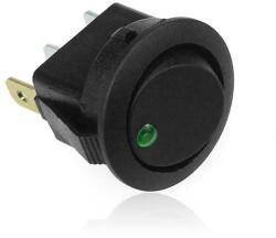 HC Billenőkapcsoló kerek 20A 14V DC zöld Led On-off 1-0 3-pin Spst