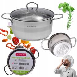kamille Főzőedény Fedővel Acél Gáz Indukció 3L Kamille (KM5413)