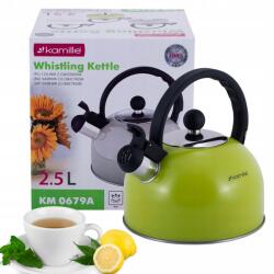 Kamille Hagyományos Acél Vízforraló Síppal Gáz Indukciós Kamille zöld 2, 5L (KM0679A)