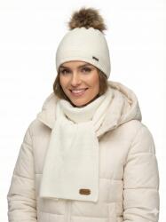 PaMaMi Női téli szett Pamami ekrü sapka sál meleg divatos Lengyel glomour (komplet damski Pamami 19568+20661)