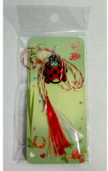 Flippy Martisor pentru Copii, Jolie, Model BUBURUZA, din Cauciuc, cu Snur Impletit Alb Rosu, Ambalaj Carton cu Design, Rosu (teo-165805)