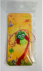 Flippy Martisor pentru Copii, Jolie, Model Bufnita, din Cauciuc, cu Snur Impletit Alb Rosu, Ambalaj Carton cu Design, Verde (teo-165808)