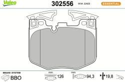 VALEO Sada brzdových platničiek kotúčovej brzdy VALEO 302556 (302556)