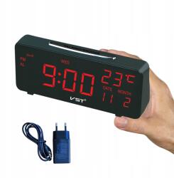 Alucon Elektronikus LED ébresztőóra 24h, Alucon, riasztó, hőmérő, fekete, 18.8x8.5x4.7cm