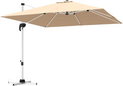 Outsunny Függő Napernyő Tekerővel és Kereszt Alakú Talppal, UPF50+, Khaki