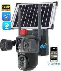  BSG TECH megfigyelő kamera, 4G 2 az 1-ben, Wi-Fi, 12 MP, Ultra HD, kültéri/beltéri, 16000 mAh akkumulátor, riasztó, kétirányú kommunikáció, PIR mozgásérzékelő, 7, 5 W-os napelem és színes éjjellátó, n