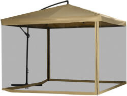 Outsunny Excentrikus Napernyő Szúnyoghálóval, Állítható Tető, Alap és Szellőzőnyílások, 295x295x260 cm, Bézs