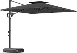 Outsunny Umbrelă Suspendată 2.5x2.5 m cu Bază Umplută, Manivelă și Cap Înclinabil, Gri Închis