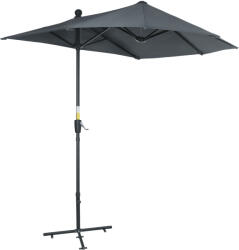 Outsunny Dupla Félköríves Napernyő Kurblis Nyitással, 7 Merevítő Bordával és Keresztalappal, 200 x 190 x 240 cm, Szürke