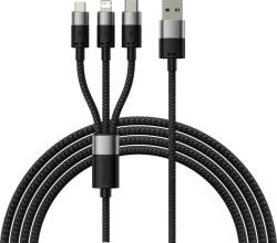 Baseus StarSpeed 3-în-1 cablu de date cu încărcare rapidă USB-A - USB-C/Lightning/MicroUSB 20W 3, 5A 1, 2m Negru