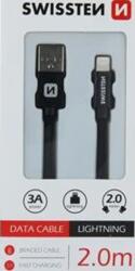 SWISSTEN Cablu de date Swissten Lightning (8pin) 2m - Împletit Negru