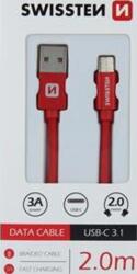 SWISSTEN Cablu de date Swissten USB-C Quick Charge 3A 2 m - roșu împletit